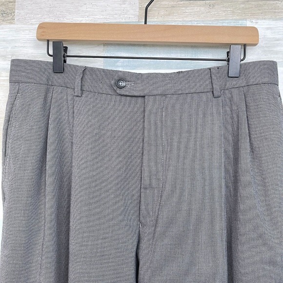 Jos A Bank Birdseye Suit Gray Cotton Wool Mens 40L Jacket 34x30 Pleated Pants - Picture 10 of 16